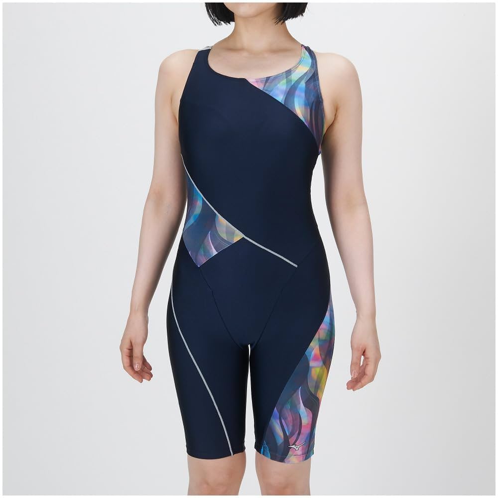 ミズノ ストロークワン フィットネス水着 オールインワン ネイビー×ブルー M MIZUNO ミズノ フィットネス水着 レディース STROKE ONE